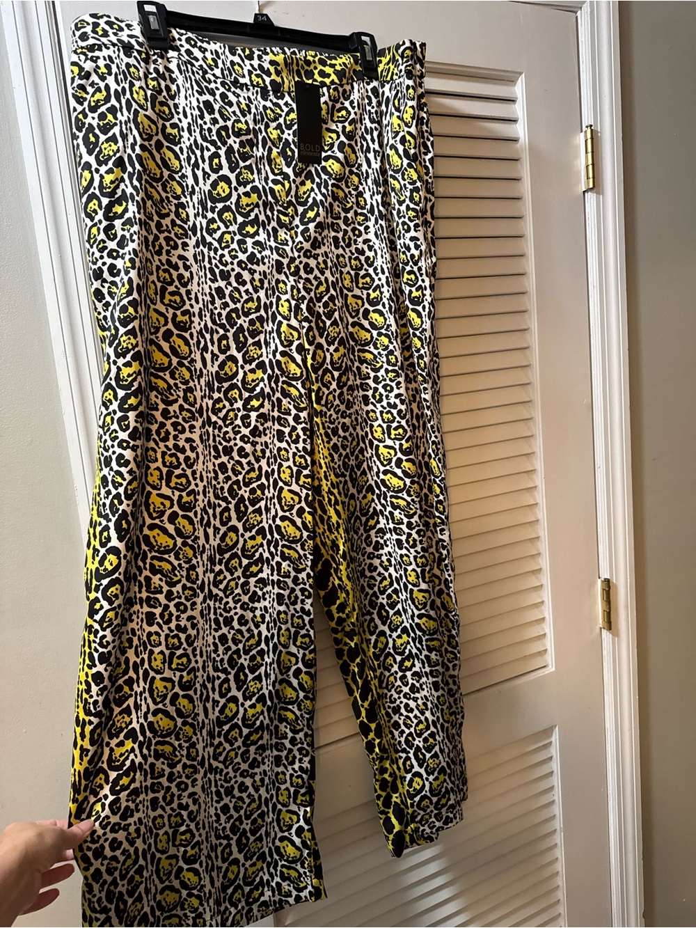 BOLD elements Yellow & Black Leopard Print Wide Leg Pants